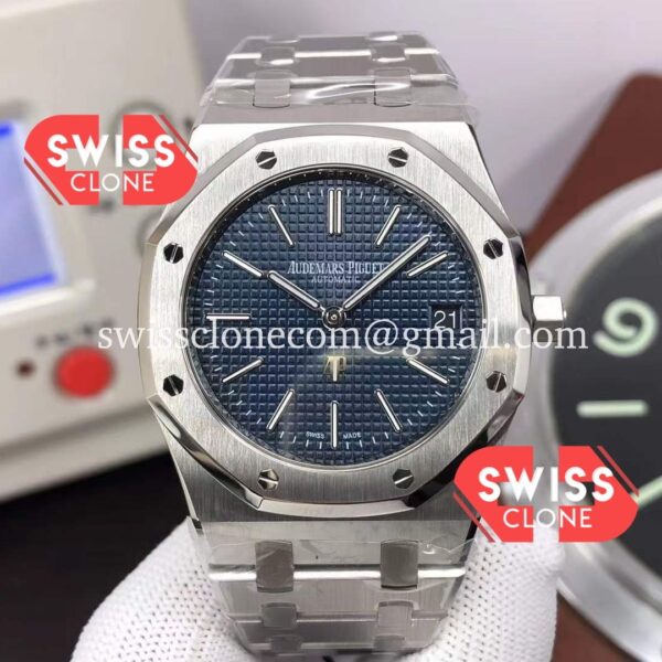Audemars Piguet Royal Jumbo Oak Extra Thin Blue Dial 904L Steel Swiss Replica - 1:1 Mirror Super Clone Watch