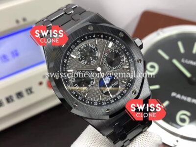 Audemars Piguet Royal Oak Perpetual Calendar Black Dial Swiss Replica Black PVD Casing Super Clone Watch