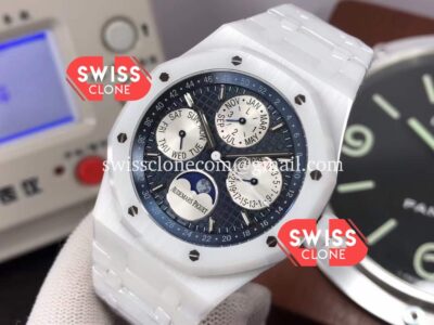 Audemars Piguet Royal Oak Perpetual Calendar Swiss Replica White PVD Casing in Blue Dial Super Clone Watch