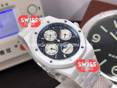 Audemars Piguet Royal Oak Perpetual Calendar Swiss Replica White PVD Casing in Blue Dial Super Clone Watch
