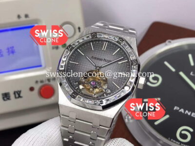 Audemars Piguet Royal Oak Tourbillon Diamond Bezel 41mm Grey Dial in 904L Steel 1:1 Super Clone Watch