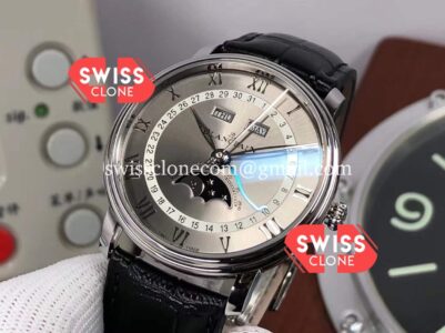 Blancpain 6654-1113-55B "Villeret Quantième Complet" 904L Steel Watch in Grey Dial Super Clone Watch