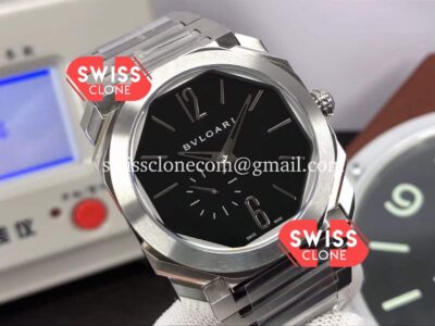 Rolex Bvlgari Octo Finissmo Black Dial 904L Stainless case High Resolution View