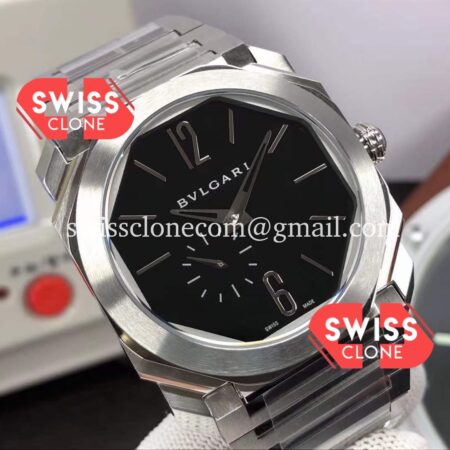 Rolex Bvlgari Octo Finissmo Black Dial 904L Stainless case High Resolution View