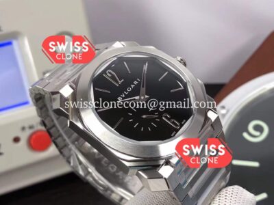 Rolex Bvlgari Octo Finissmo Black Dial 904L Stainless case High Resolution View