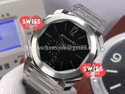 Rolex Bvlgari Octo Finissmo Black Dial 904L Stainless case High Resolution View