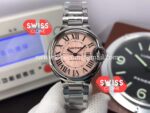Cartier De Ballon Pink Dial 36MM Swiss Automatic 1:1 Mirror Quality in Stainless Steel Super Clone Watch