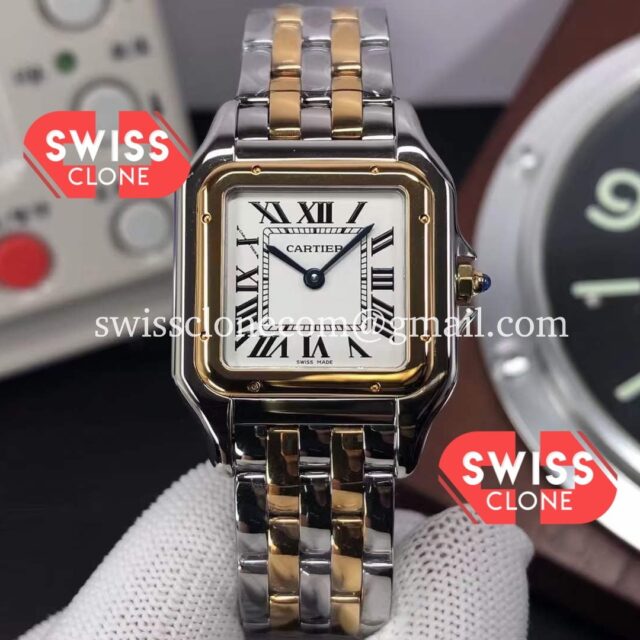 Cartier De Panthere Edition 27mm 1:1 Mirror Swiss Watch Rose Gold Two Tone Casing Super Clone Watch