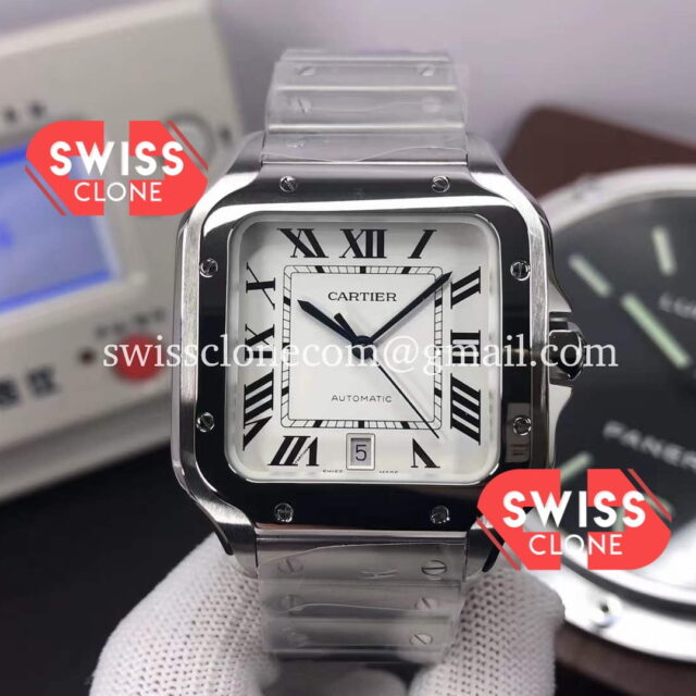 Cartier Santos De Cartier 40MM 1:1 Stainless Steel Mirror Super Clone Watch