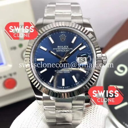 Rolex Datejust 41MM Oyster Blue Dial 904L Steel Cal.3235 Movement Swiss 1:1 Mirror Super Clone Watch