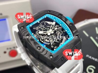 Richard Mille RM055 Black Carbon Casing White Strap 1:1 Mirror Super Clone Watch