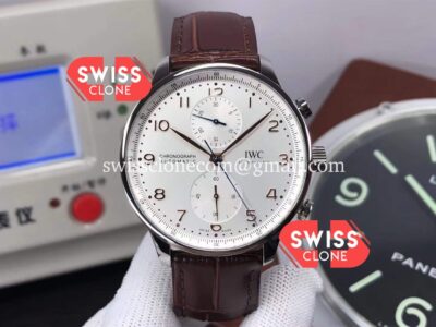 IWC Portuguese Chronograph Swiss Replica Watch in Pink Gold - 1:1 Mirror Super Clone Watch