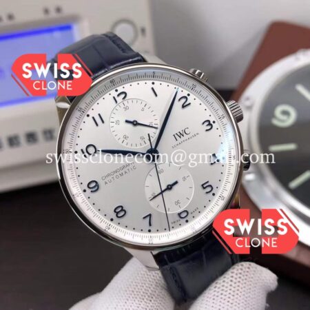 IWC Portuguese Chronograph Swiss Replica Watch in Steel Case White Dial 1:1 Super Clone Watch