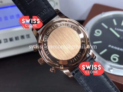 IWC Portuguese Chronograph Swiss Watch in Rose Gold Case Brown Dial - 1:1 Mirror Super Clone Watch
