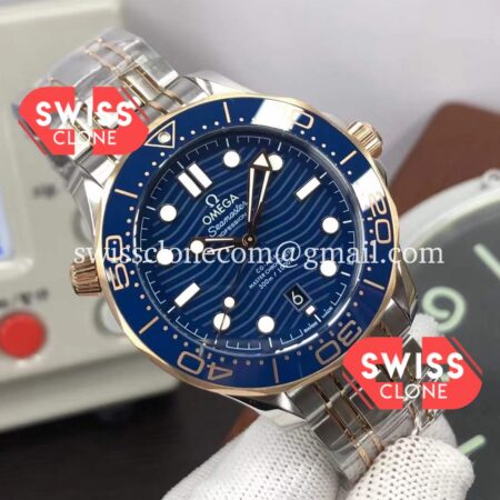 Omega Seamaster 300M Co-Axial Master Chronometer Blue Dial Two Tone Casing 1:1 Mirror Super Clone Watch