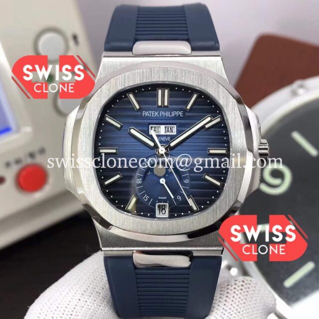 Patek Philippe Nautilus 5726A Blue Dial Rubber Strap 1:1 Mirror Swiss Super Clone Watch