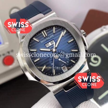 Patek Philippe Nautilus 5726A Blue Dial Rubber Strap 1:1 Mirror Swiss Super Clone Watch