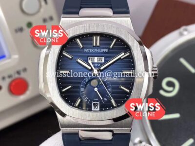 Patek Philippe Nautilus 5726A Blue Dial Rubber Strap 1:1 Mirror Swiss Super Clone Watch