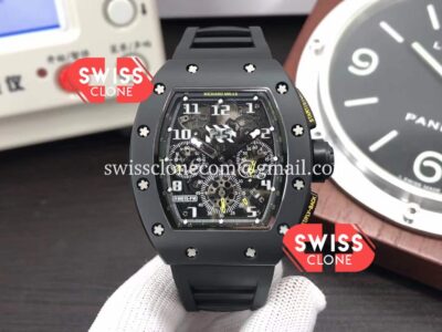 Richard Mille RM011 Felipe Massa 1:1 Mirror Black Ceramic Case Yellow Function Super Clone Watch