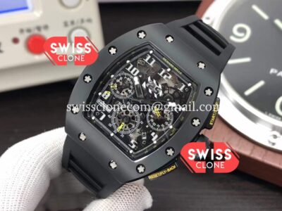 Richard Mille RM011 Felipe Massa 1:1 Mirror Black Ceramic Case Yellow Function Super Clone Watch