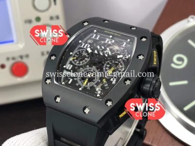 Richard Mille RM011 Felipe Massa 1:1 Mirror Black Ceramic Case Yellow Function Super Clone Watch