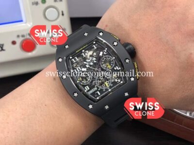 Richard Mille RM011 Felipe Massa 1:1 Mirror Black Ceramic Case Yellow Function Super Clone Watch