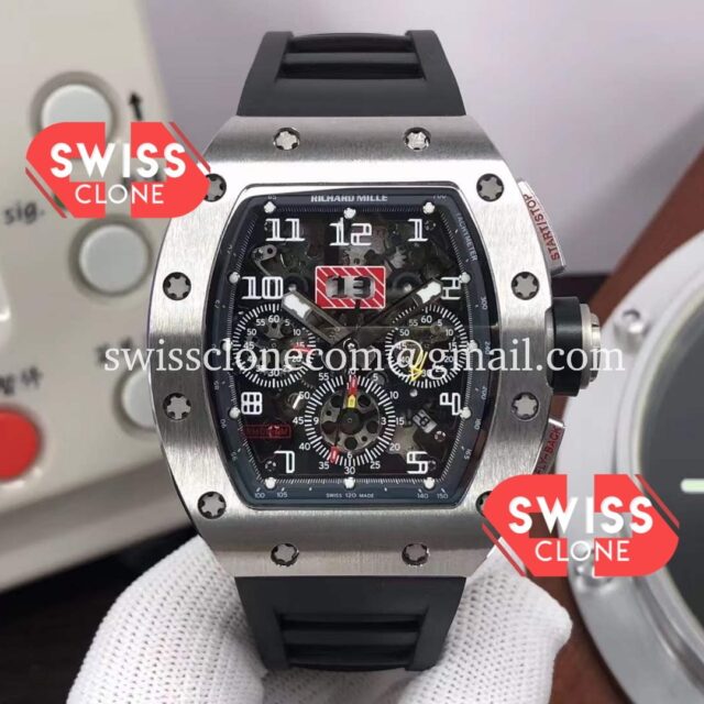 Richard Mille RM011-FM Felipe Massa One Piece Titanium Case Black Strap Super Clone Watch