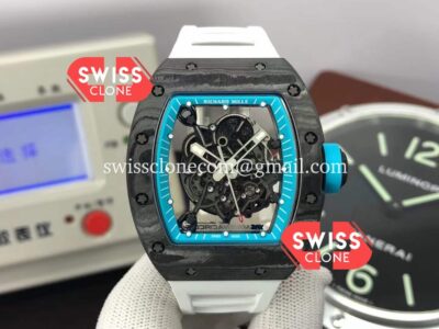 Richard Mille RM055 Black Carbon Casing White Strap 1:1 Mirror Super Clone Watch