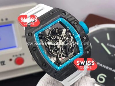 Richard Mille RM055 Black Carbon Casing White Strap 1:1 Mirror Super Clone Watch