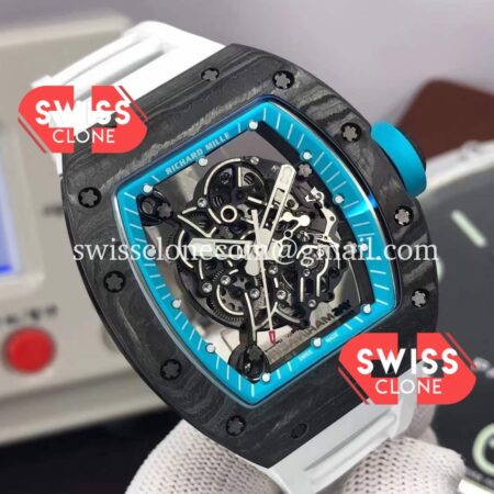 Richard Mille RM055 Black Carbon White Strap High Resolution View