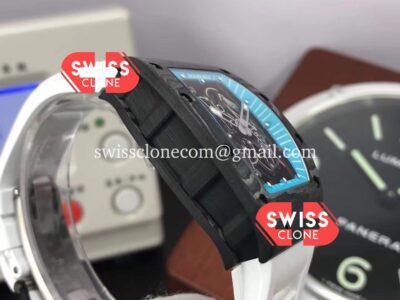 Richard Mille RM055 Black Carbon Casing White Strap 1:1 Mirror Super Clone Watch