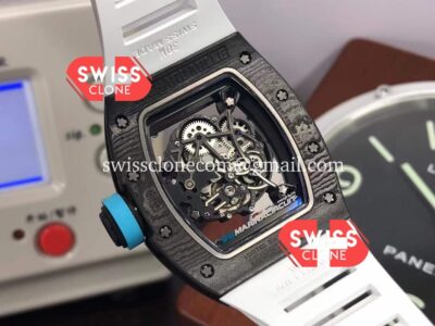 Richard Mille RM055 Black Carbon Casing White Strap 1:1 Mirror Super Clone Watch