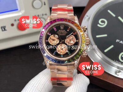 Rolex Cosmograph Daytona Rainbow 116595 Cal.4130 Swiss Rose Gold 1:1 Mirror Super Clone Watch
