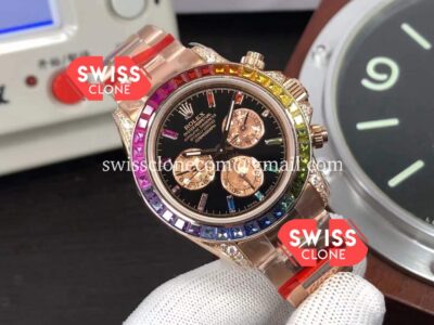 Rolex Cosmograph Daytona Rainbow 116595 Cal.4130 Swiss Rose Gold 1:1 Mirror Super Clone Watch