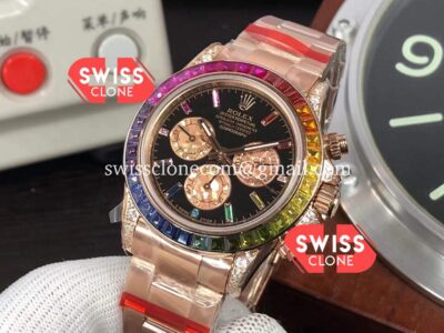 Rolex Cosmograph Daytona Rainbow 116595 Cal.4130 Swiss Rose Gold 1:1 Mirror Super Clone Watch