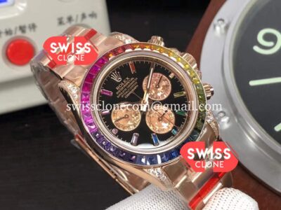Rolex Cosmograph Daytona Rainbow 116595 Cal.4130 Swiss Rose Gold 1:1 Mirror Super Clone Watch