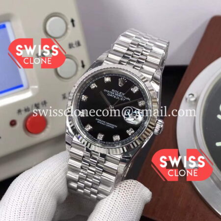 Rolex Datejust 126234 36MM Black Dial Swiss Replica in 904L Steel 1:1 Super Clone Watch