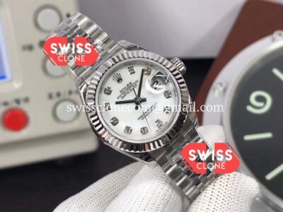 Rolex Datejust 28MM Swiss Replica in 904L Steel in Pearl Dial 1:1 Super Clone Watch