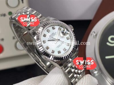 Rolex Datejust 28MM Swiss Replica in 904L Steel in Pearl Dial 1:1 Super Clone Watch