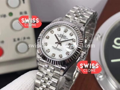 Rolex Datejust 28MM Swiss Replica in 904L Steel in Pearl Dial 1:1 Super Clone Watch