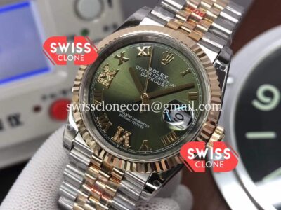 Rolex Datejust 36MM Two Tone Casing Green Dial Swiss Cal.3235 Movement 904L Steel Super Clone Watch