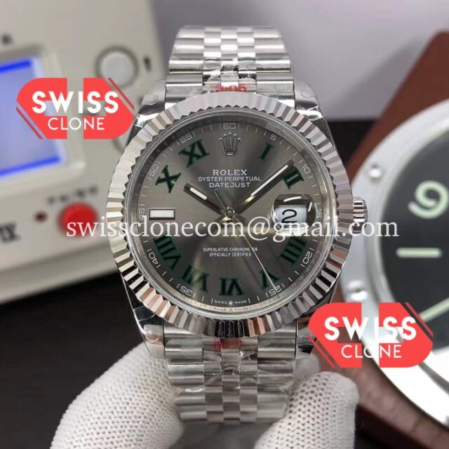 Rolex Datejust 41MM Wimbledon Grey Dial Cal.3235 Swiss Watch 1:1 Mirror Super Clone Watch
