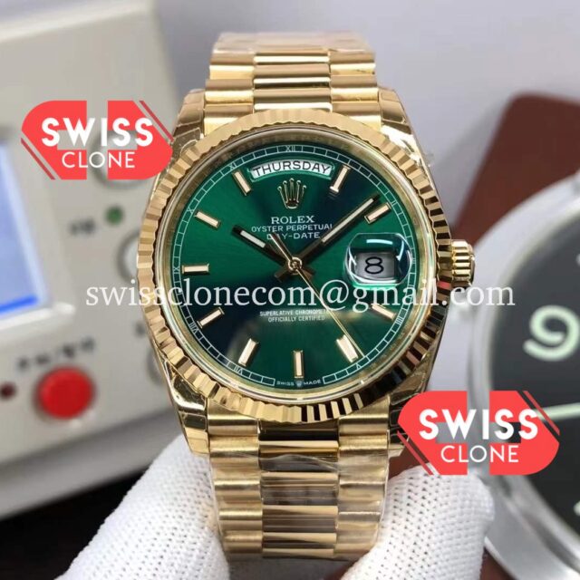 Rolex Day Date 36MM 118238 Green Dial Presidential 18K Yellow Gold Watch 1:1 Mirror Quality Super Clone Watch