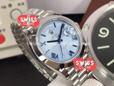 Rolex Day Date 40mm 228206-0001 Ice Blue Dial 904L Steel 1:1 Super Clone Watch
