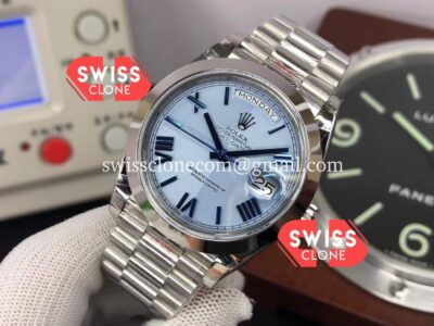 Rolex Day Date 40mm 228206-0001 Ice Blue Dial 904L Steel 1:1 Super Clone Watch