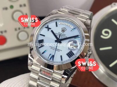 Rolex Day Date 40mm 228206-0001 Ice Blue Dial 904L Steel 1:1 Super Clone Watch