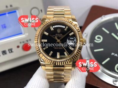 Rolex Day Date 40MM Black Dial Presidential Yellow Gold Watch 1:1 Mirror Quality Super Clone Watch