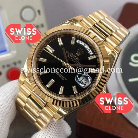 Rolex Day Date 40MM Black Dial Presidential Yellow Gold High Resolution View