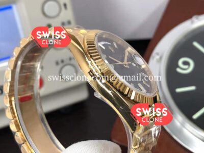 Rolex Day Date 40MM Black Dial Presidential Yellow Gold Watch 1:1 Mirror Quality Super Clone Watch