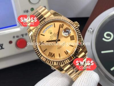 Rolex Day-Date 40MM Gold Dial Roman Numerals Replica Watch Cal.3255 Swiss Super Clone Watch